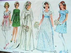 9652 MCCALLS 69 JR EMPIRE BRIDES / MAID DRESS LENGTHS, TRAIN  PATTERN 13, 9, 5  JR